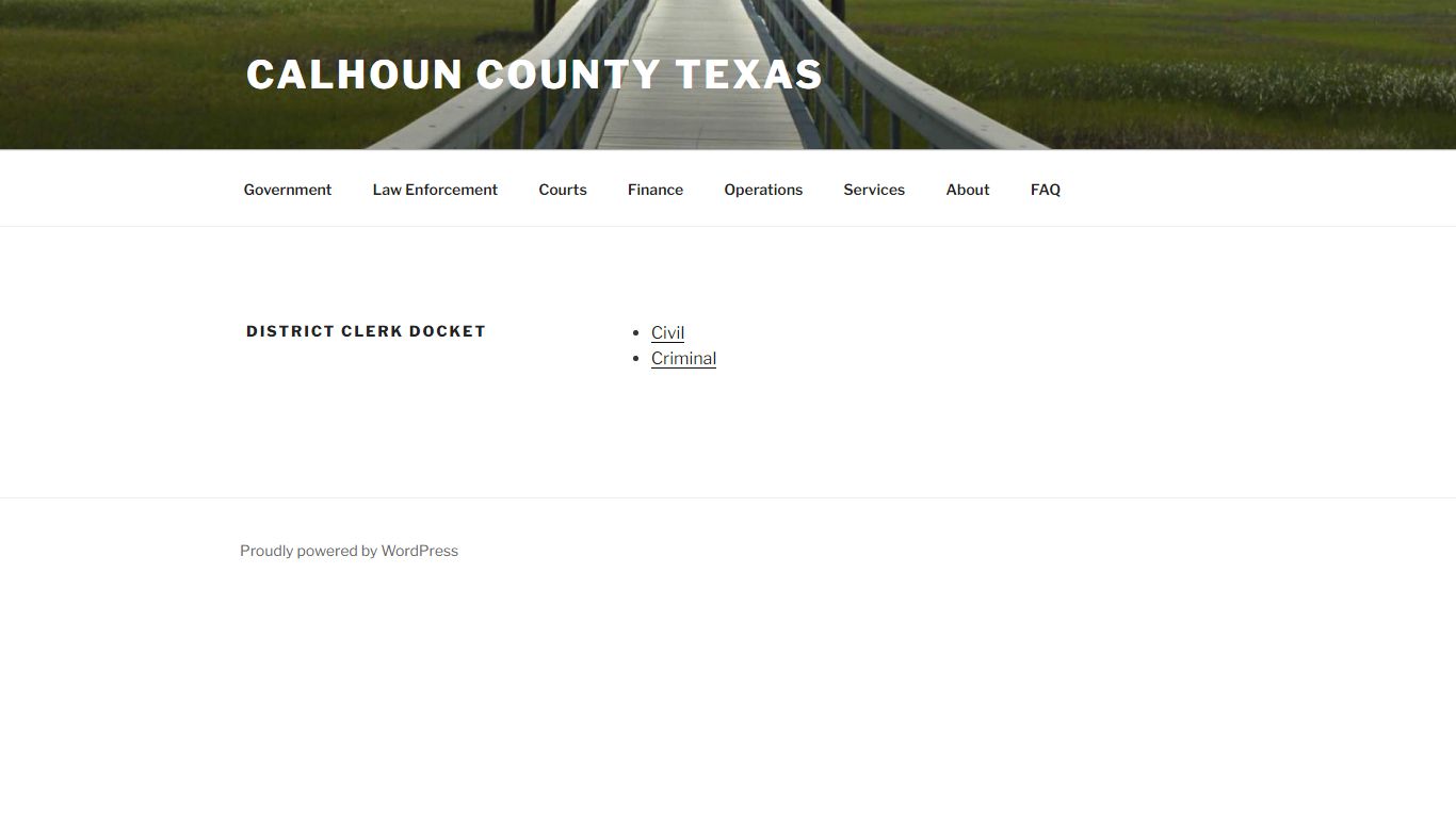 District Clerk Docket - Calhoun County Texas