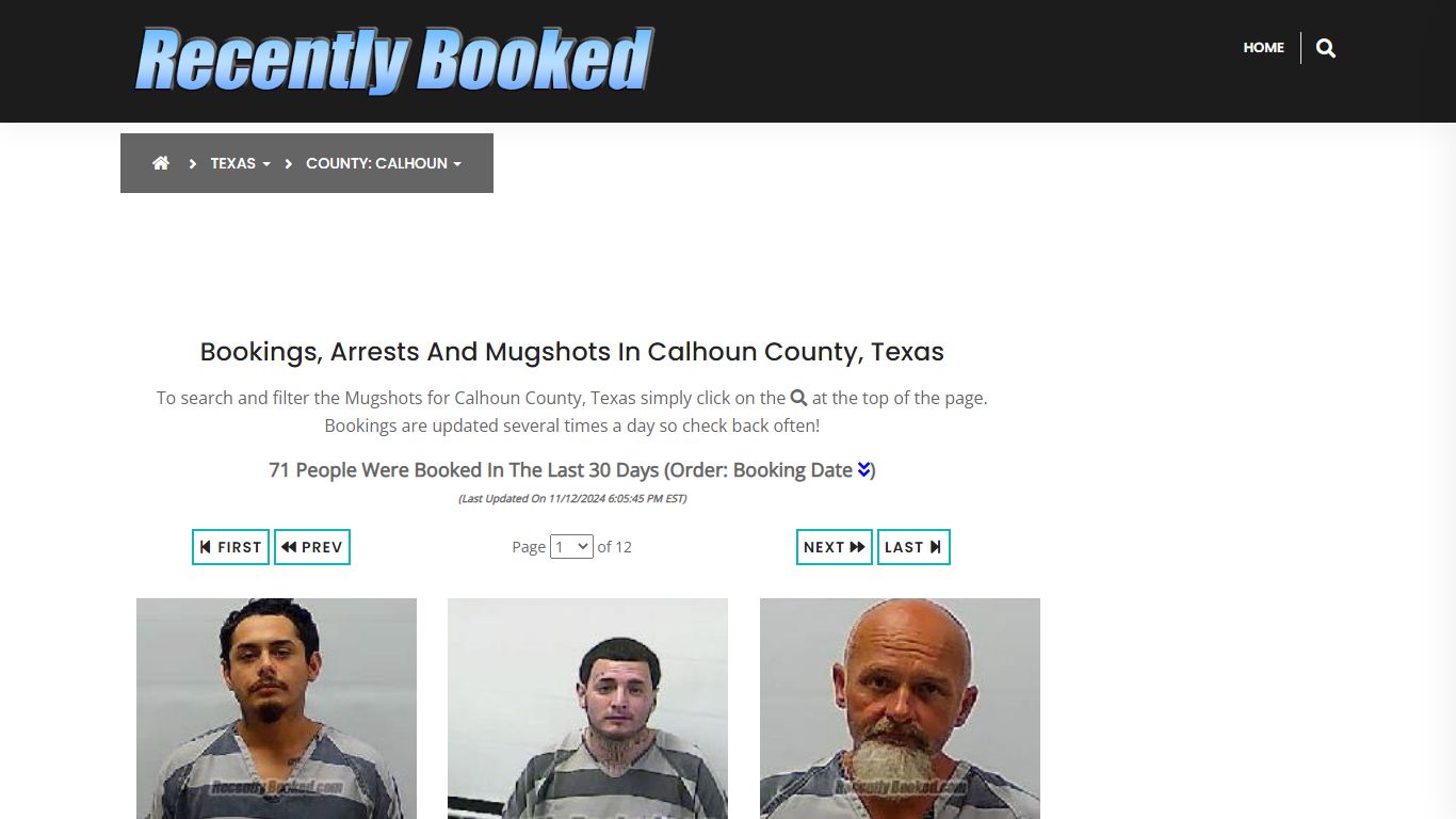 Bookings, Arrests and Mugshots in Calhoun County, Texas - Recently Booked